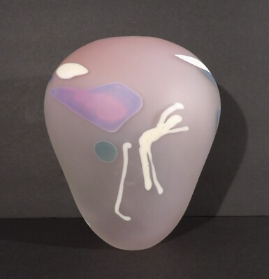 Vintage 1980s Post Modern Art Glass Vase Margaret Mohr Signed 9'' Tall