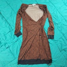 Michael Kors Womens Medium Brown Wrap Dress Sleepwear Comfy Long Sleeve
