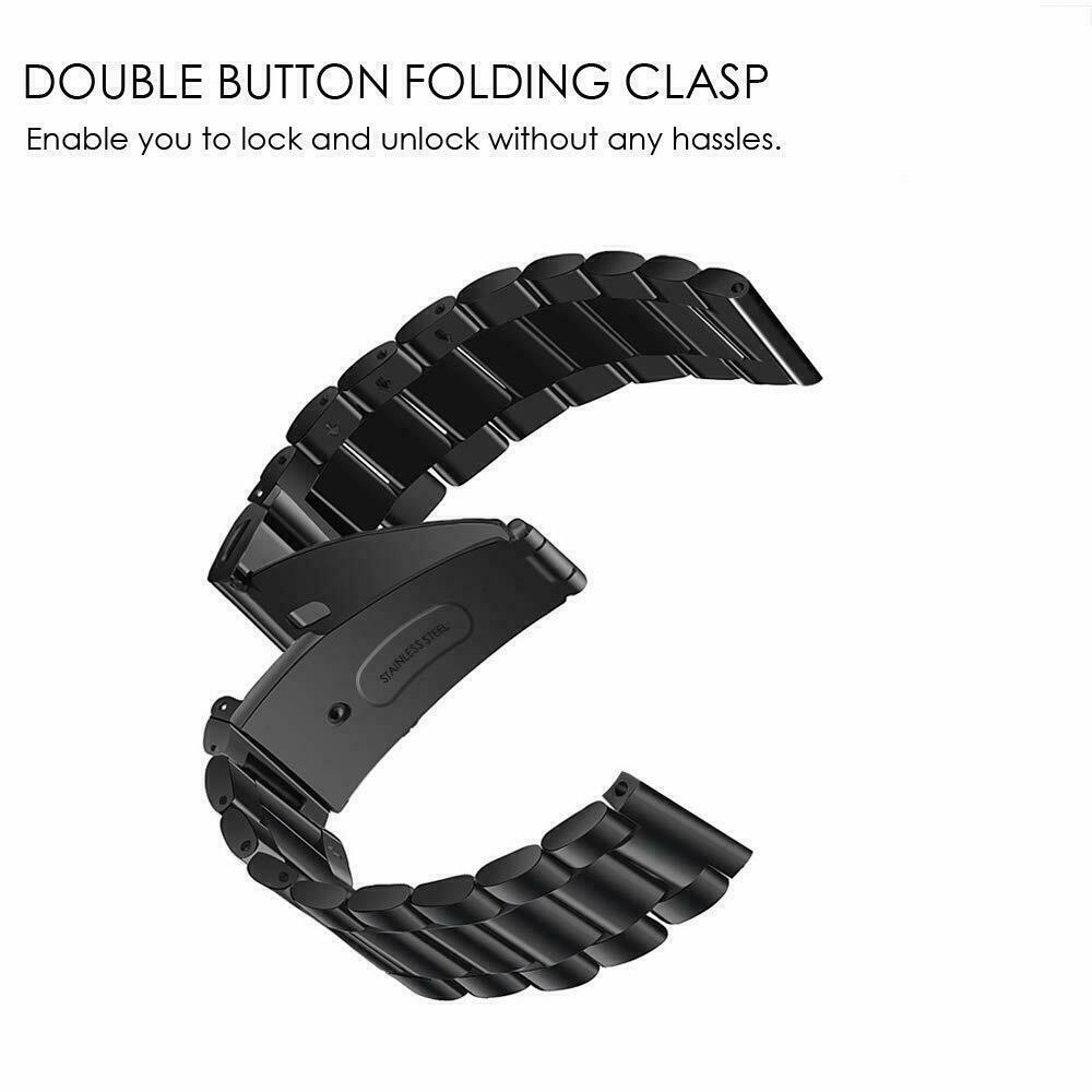 VeveXiao Cinturino In Acciaio Inox Per Garmin Vivoactive 3/Forerunner 645/Vivomove HR: 20mm, Sgancio Rapido, Regolabile, Nero Argento - 4