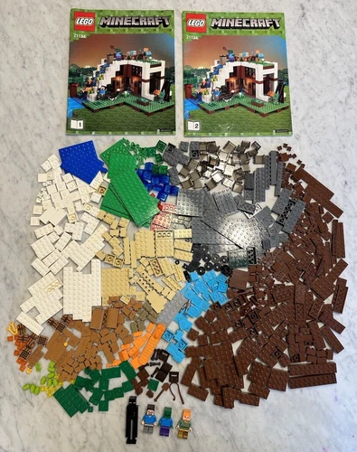 Lego MineCraft The Waterfall Base 21134 - 99% komplett mit Minifiguren, Anleitungen