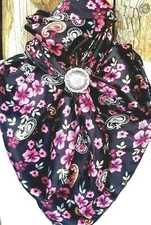 Wild Rag Scarf Western Cowboy Buckaroo Scarves Bandana Silky Floral Paisley