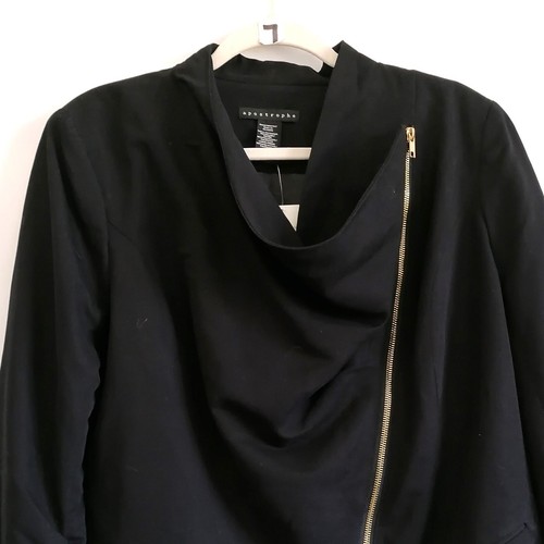 NWT Apostrophe Womens Black Safari Trail Asymmetrical Zip Jacket Size X-Large - Picture 3 of 6