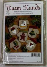 Felt Mitten Ornament Kit Warm Hands by Rachel's of Greenfield make 6 Needle