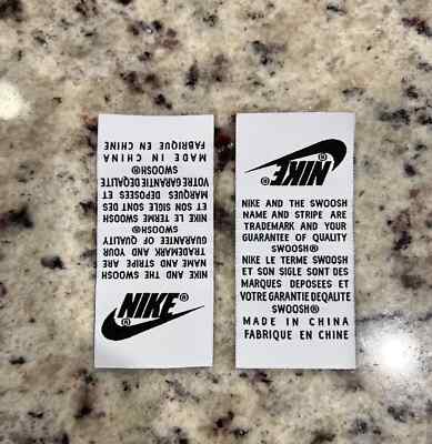Replacement Nike - White & Black (Writing) Tongue Tags
