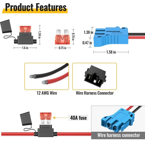 Adapter for Power Wheel for Makita 18V Battery Connector 12AWG Wire for DIY Toys - Picture 3 of 8