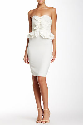 NEW JILL STUART $428 MARSHMALLOW STRAPLESS PEPLUM DRESS SZ 8