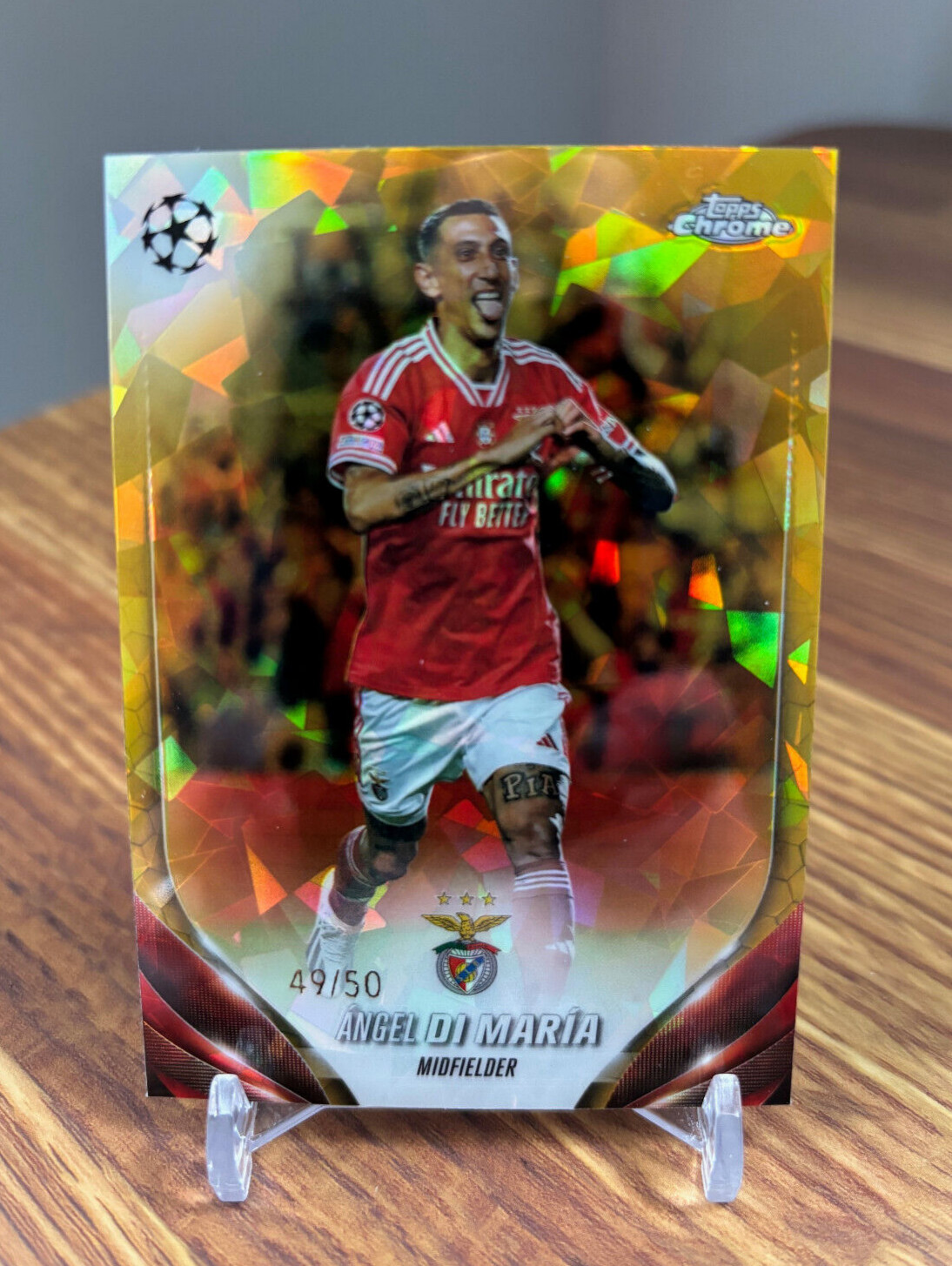Angel Di Maria 2023-24 Topps Chrome UEFA UCC Sapphire #53 Gold Refractor /50