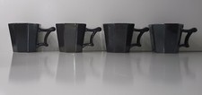Starbucks Mugs Cups 14 Oz Set Four Iridescent Gray Pewter Metallic Octagon 2013
