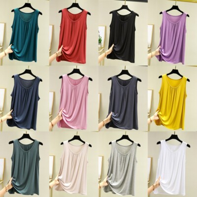 Women's Modal Camisole Tank Tops Basic Vest Tops Tees Sleeveless Blouse T-Shirt
