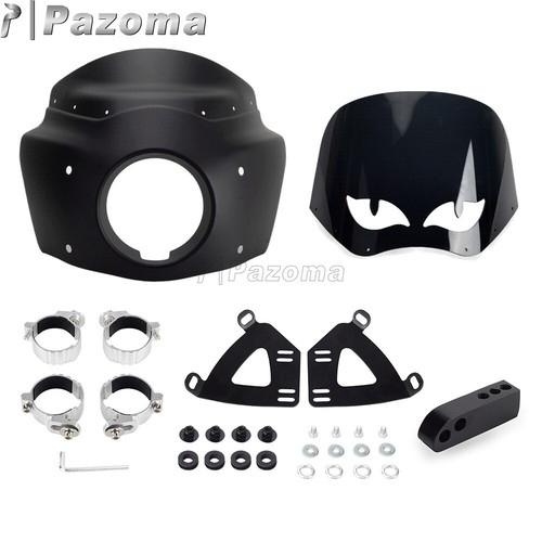 Front Headlight Fairing Windshield + Headlight Extension Blocks Fits Harley Dyna - Picture 4 of 8