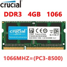 CRUCIAL DDR3 4GB 1066 MHz PC3-8500 Laptop SODIMM 204-Pin Memory RAM 1.5V