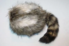 Blondy Davey Crockett Coonskin Cap Real Fur Tail Raccoon Coon Daniel Boone Hat 