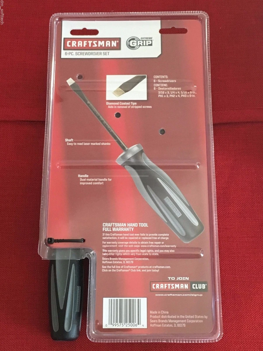 Craftsman 6 pc Screwdriver Set Extreme Grip Diamond Tip Brand NEW Sealed