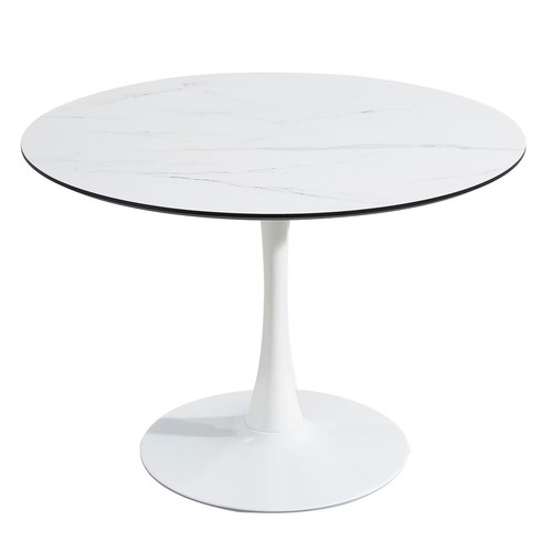 42 Inch Round Marble Top Dining Table Modern Metal Base Coffee Table End Table