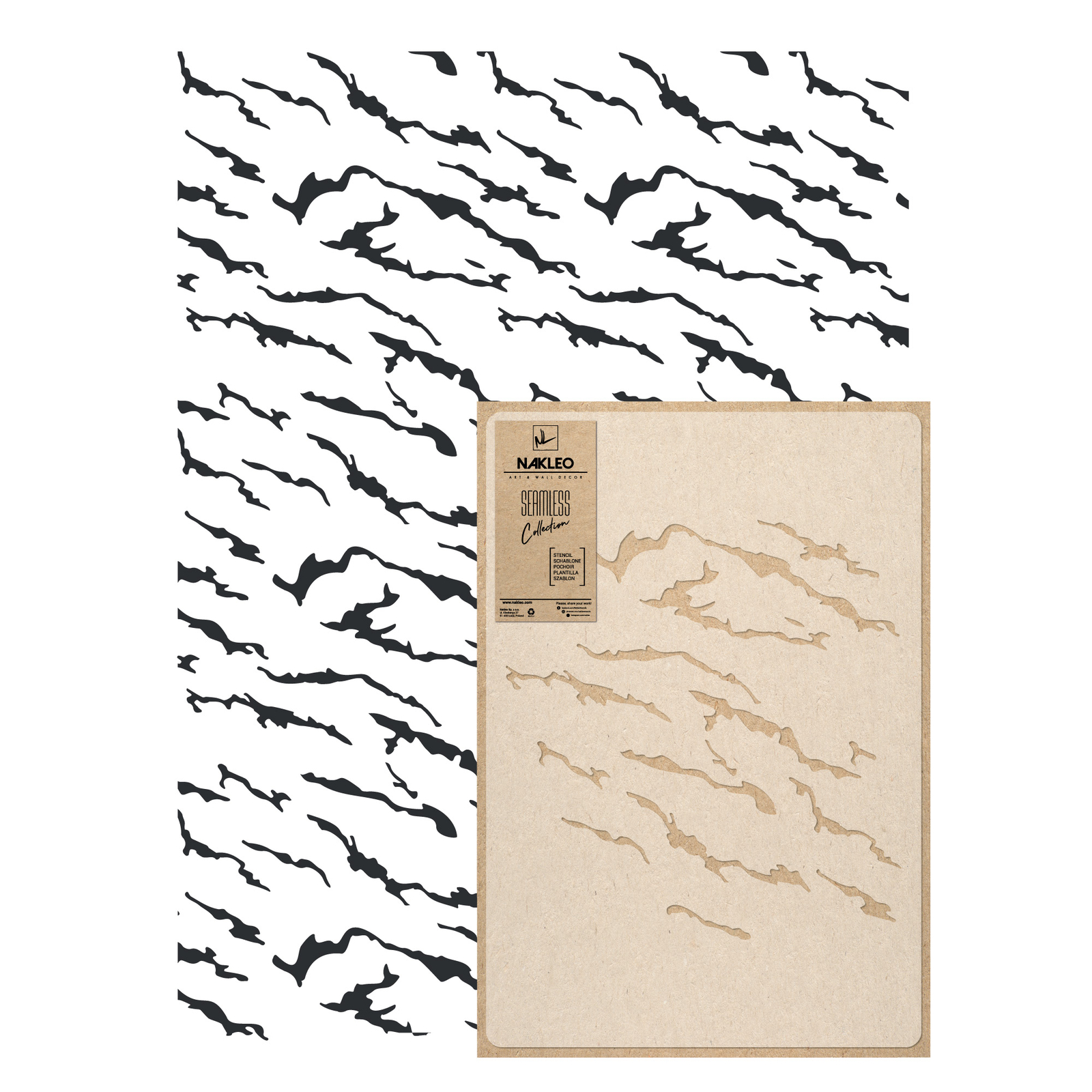 Pochoir veines de marbre sans couture 65x95cm pour masquer les imperfections d'un mur usé