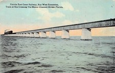 Pigeon Key FL Florida Railroad Train Moser Channel Bridge West Vtg Postcard C62