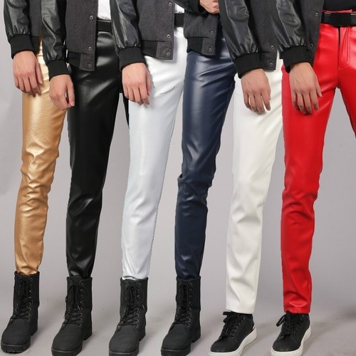 Uomo Similpelle Pantaloni Elasticizzato Aderente Lucido Club Danza Usura  Punk | eBay
