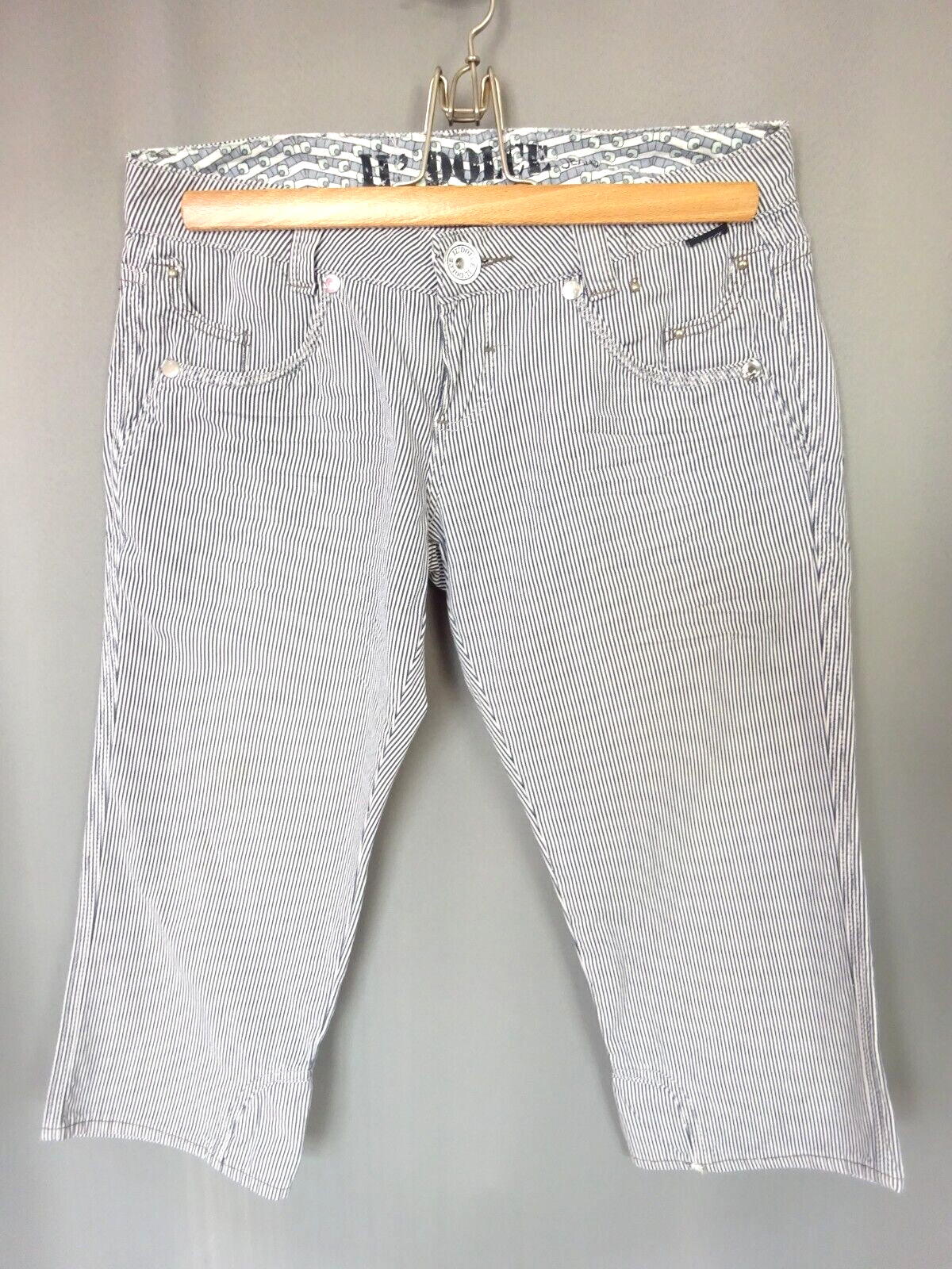 Pantacourt corsario lona a rayas algodón ""IL DOLCE"" Talla M FR40 US8 UK12 E...