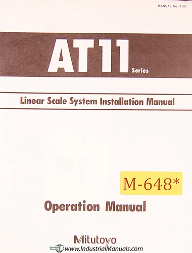 Mitutoyo AT11 Series, Scale Installation Manual