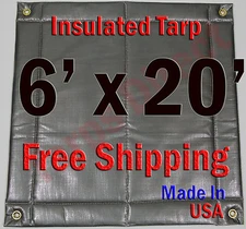 6' x 20' Insulated Poly Tarp 1/4" Foam Core Concrete Padding Wall Cushion Kiln