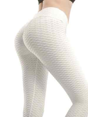 2 PC Sexy Honeycomb Yoga Fitness Leggings, Solid Color Slimming Butt Lifting
