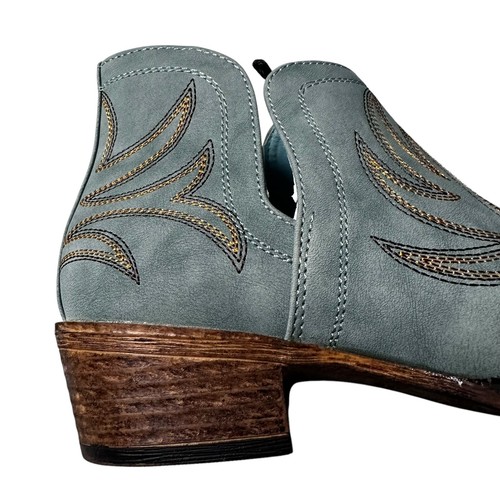 Roper Ava Boots Blue Faux Leather Ankle Booties Snip Toe Western Chic Women 7.5 - Picture 19 of 23
