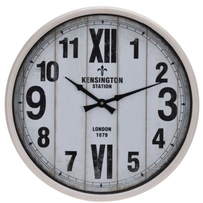 B-Ware Wanduhr Metall Ø 51 cm weiss rund Vintage Retro Design Bahnhofsuhr