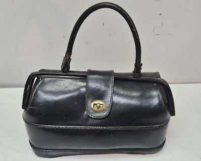 Schell Black Leather Cowhide Doctors Bag with Divider Vintage