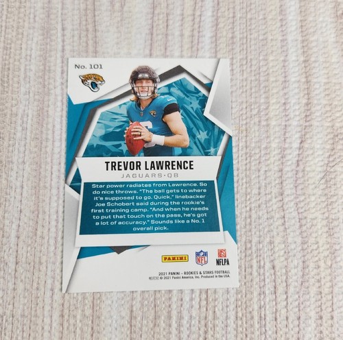 2021 Panini Rookies and Stars Trevor Lawrence #101 tarjeta de novato a radiocontrol Jaguars de la NFL - Imagen 2 de 2