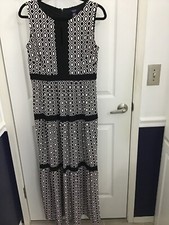 Chaps Women's Black/White Sleeveless Maxi Dress Medium