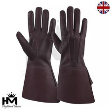 Men's Leather Gauntlet Gloves Long Cuff Style for Drummer Piper