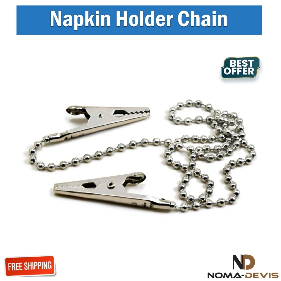 Servilletero Cadena Cerradura Ajustable Estilo Cocodrilo Babero Clips Instrumentos Dentales Foto 3 de 4