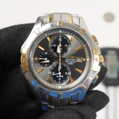 rare Seiko coutura chronograph 100M SNAE56 sapphire watch 7T62 41mm 2-tone - Picture 3 of 18
