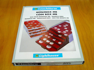 LEUCHTTURM Münzbox MB für 30 x 10/20 Euro PP in Originalkapseln dunkelrot 315873