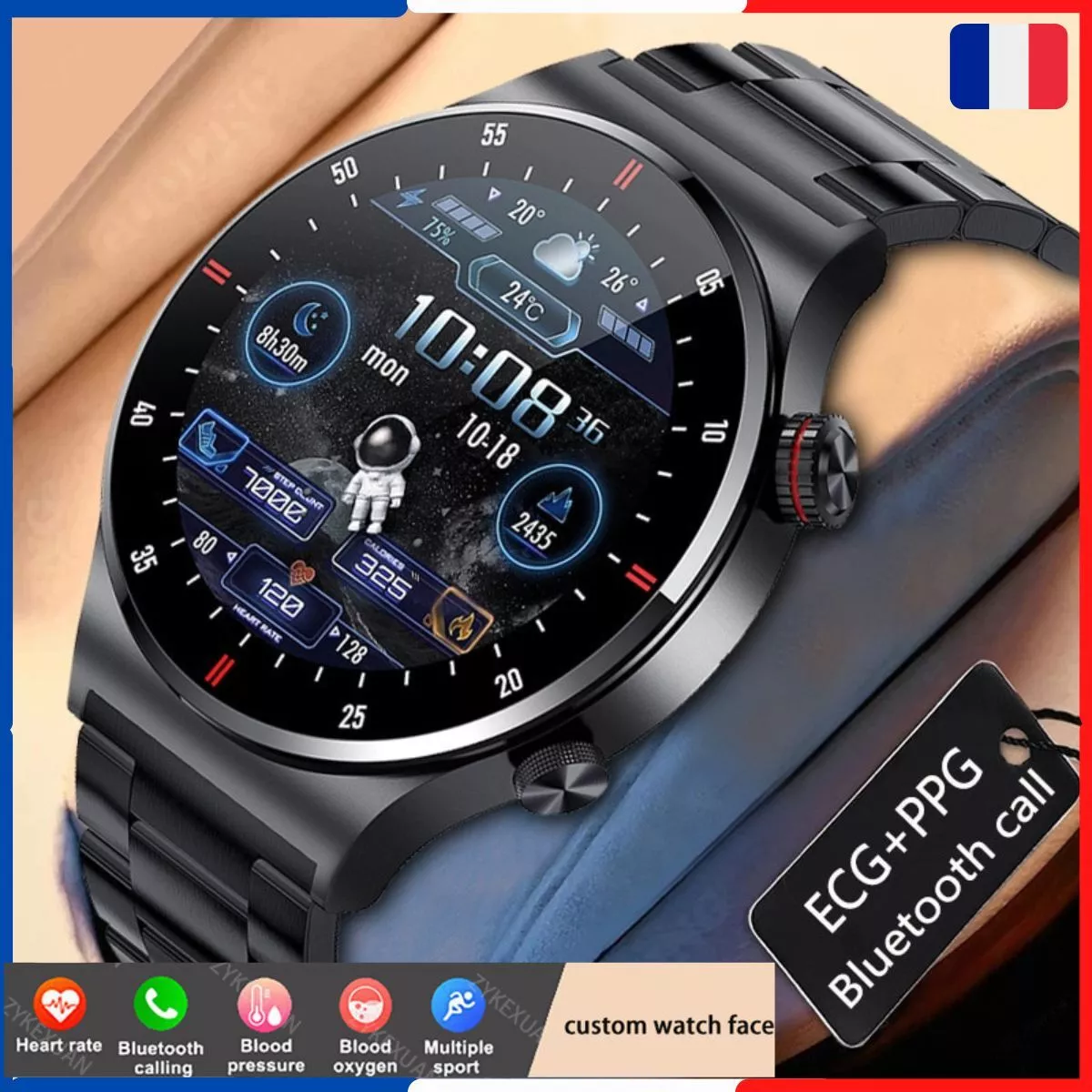 Montre Connectée Homme Smartwatch Femme ECG PPG BLE4 IP68 Alliage Aluminium  Écran Anti-dactylogramme Bracelet Silicone Dépolissement - Cdiscount  Téléphonie