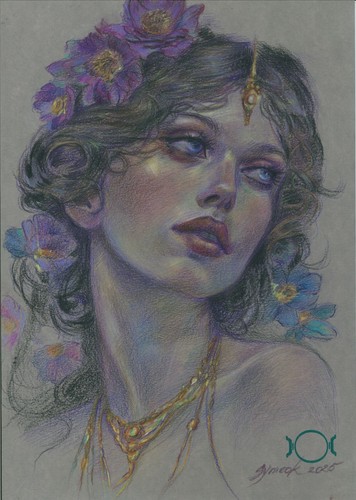 original painting A4 141ST artwork mixed media modern female portrait