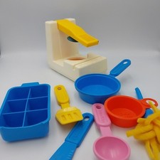 Vtg Fisher Price Fun with Food Fry Pan Spatula Scrubber Dishes Can Opener