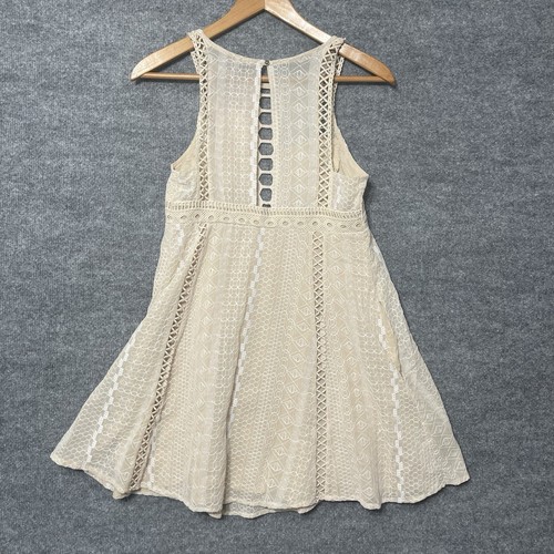 Free People Wherever You Go Sleevless Emboridered Lace Dress Ivory Size 2 Spring - Picture 2 of 9