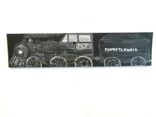 Outsider folk Art Original Painting wood Night Train Pennsylvania RR Rail Dan C