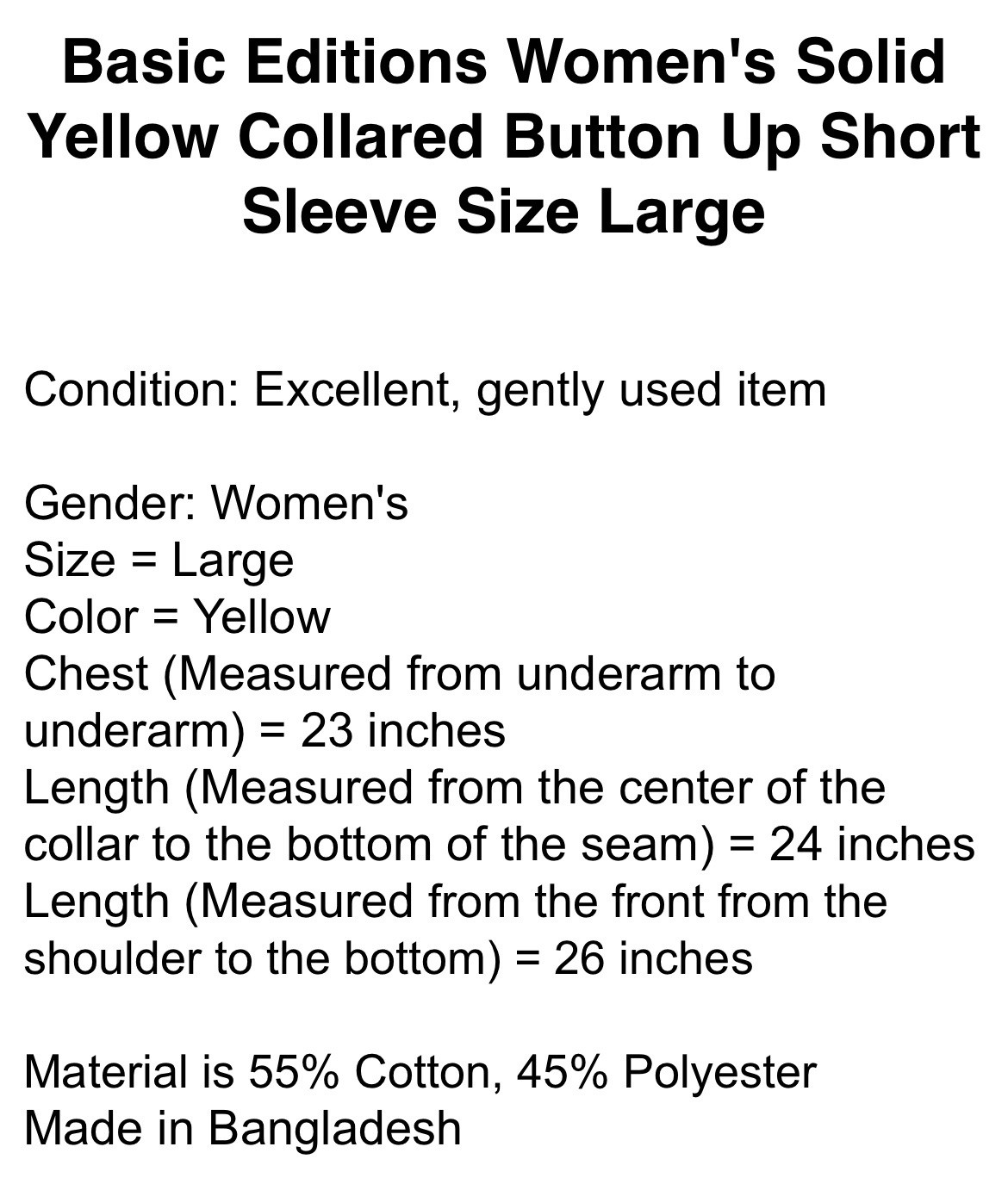 Basic Editions Women's Solid Yellow Collared Butt… - image 11