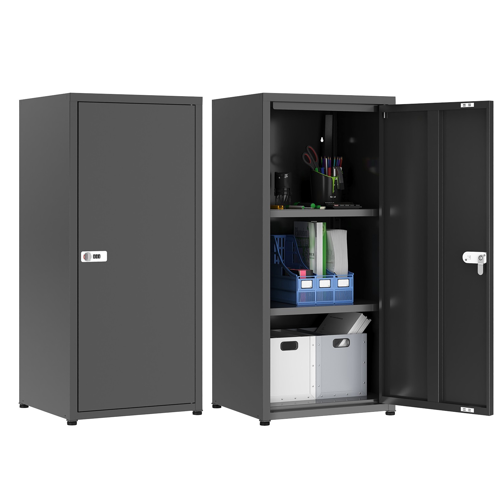 Metal Locker Storage Cabinet with 1 Doors,Black,34.5"*15.75"*13.78"