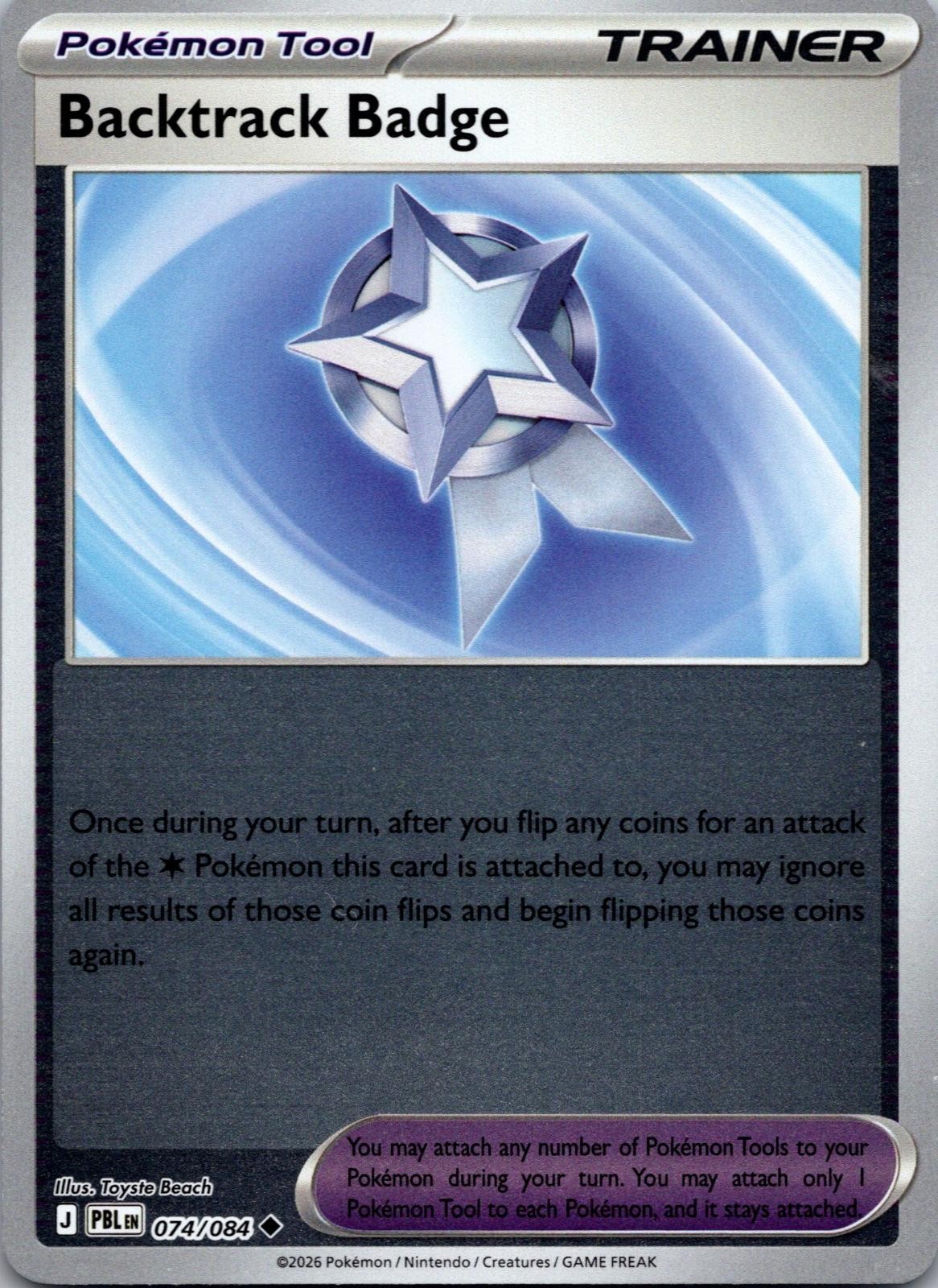 Backtrack Badge Pitch Black Pokemon Uncommon Reverse Holo Near Mint 074/084