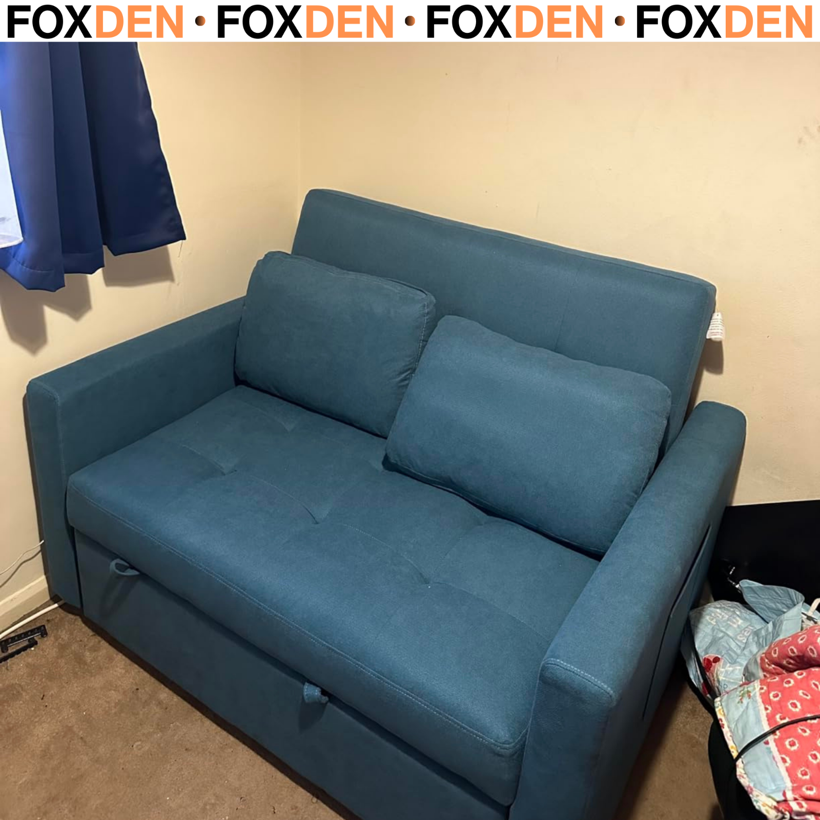Fabric Convertible 2 Seater Sofa Bed with 2 Cushions for Living Room - Image 4