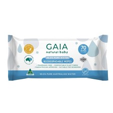 Gaia Biodegradable 99.5 Pure Water Wipes 70 Pack