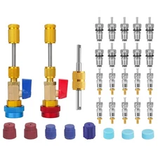 Automotive AC Maintenance Kit R134A Valve Core Tool with 20 Cores & 8 Caps