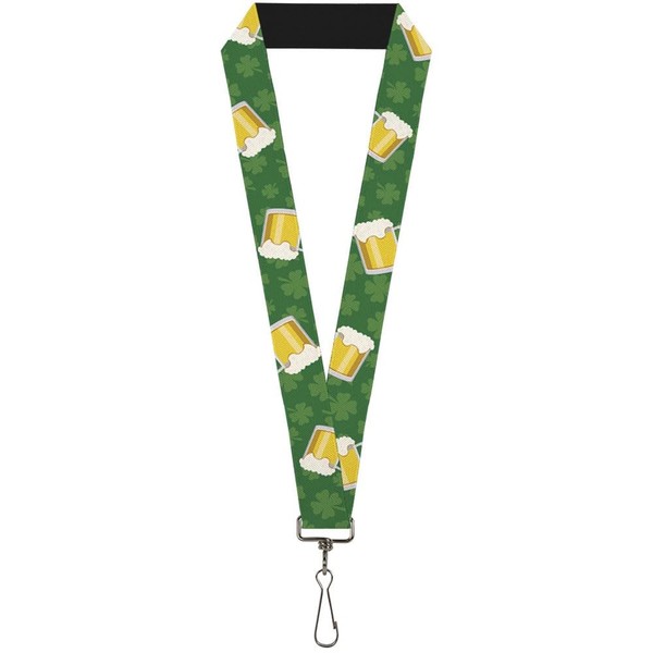 "Buckle-Down Lanyard-1.0\"-St. Pat's Clovers/Beer Mugs Greens 22\" X 1\" (Us Import)"-image