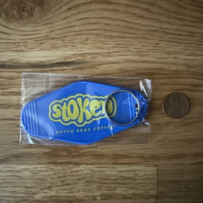 2025 Grand Opening Dutch Bros Always Stoked Royal Blue And Yellow Keychain NEW