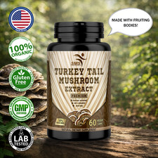 Turkey Tail Mushroom 50 Poly Extract Powder 60 Veggie Capsules Organic Non GMO