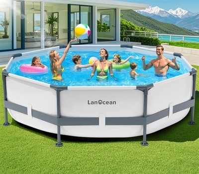 Robuster Swimming Pool 3 Meter Schwimmbecken Stahlrahmen Rund Familie Party