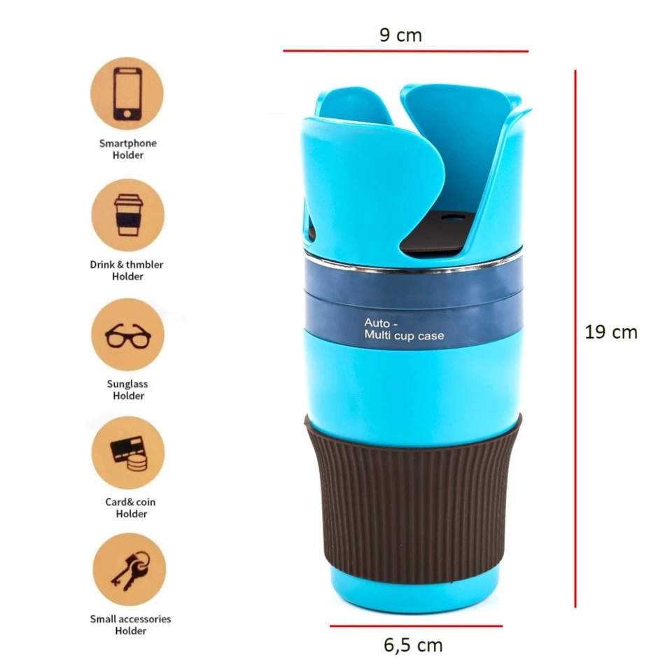 Multifunktionsbecher Ablagefach Becherhalter 5in1 hellblau für ALFA ROMEO - Imagem 3 de 4
